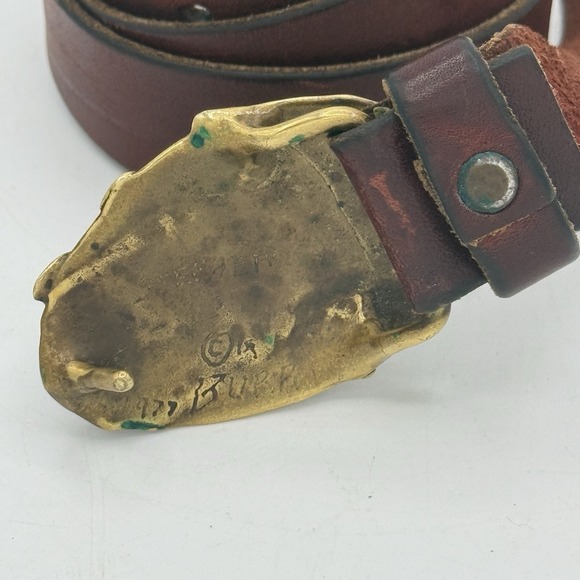 Stephen Burr Flowers Solid Brass MCM 70s Modern Signed/dated Vintage Belt Buckle - Picture 12 of 14